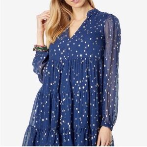 Lilly Pulitzer Sarita Long Sleeve Silk
Dress in High Tide Navy Size 6